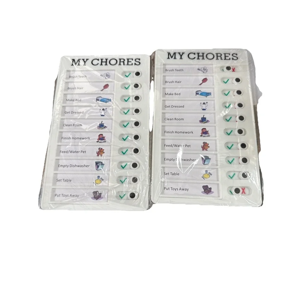 Daily Checklist Sliding Routine Chore Tracker‎ Chart for Kids Lot 2
